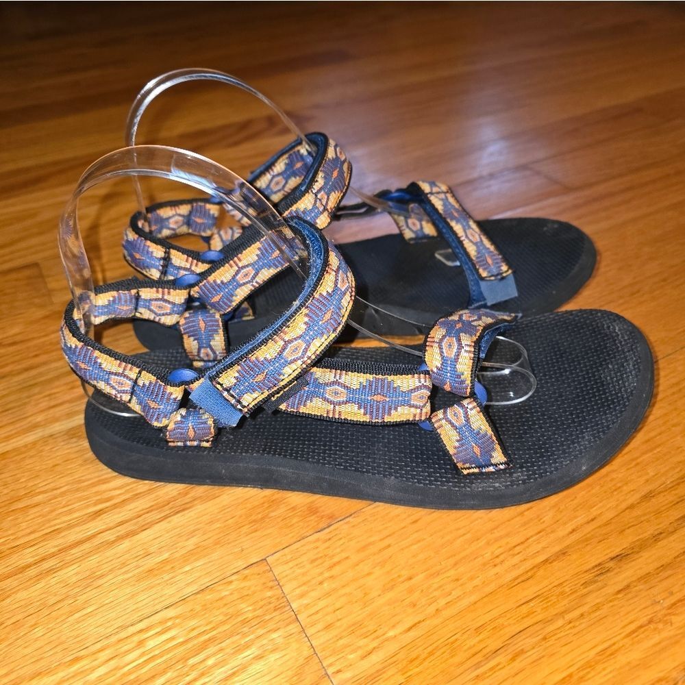 Teva Women's Sandals with Blue and Orange Patterned Straps